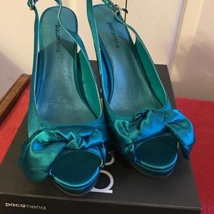 Sling back peep toes stilled heels woth platform